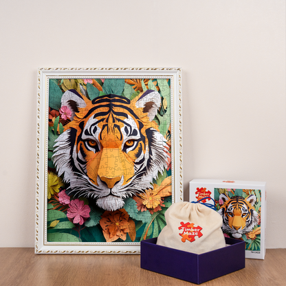 Tiger's Bloom - Wooden Jigsaw Puzzle