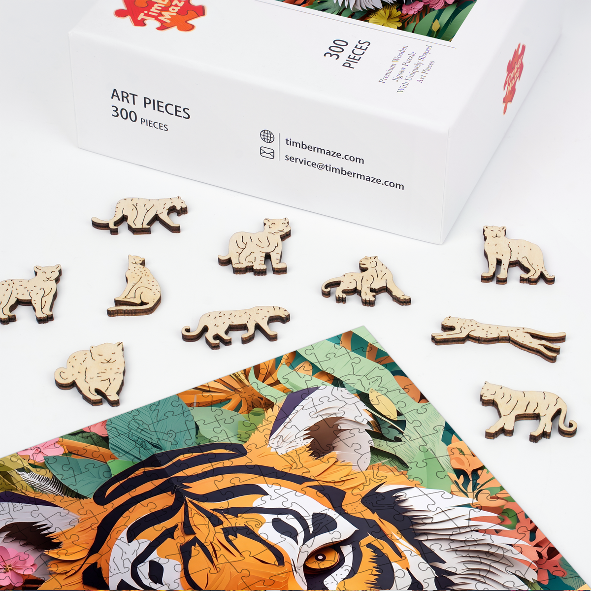 Tiger's Bloom - Wooden Jigsaw Puzzle