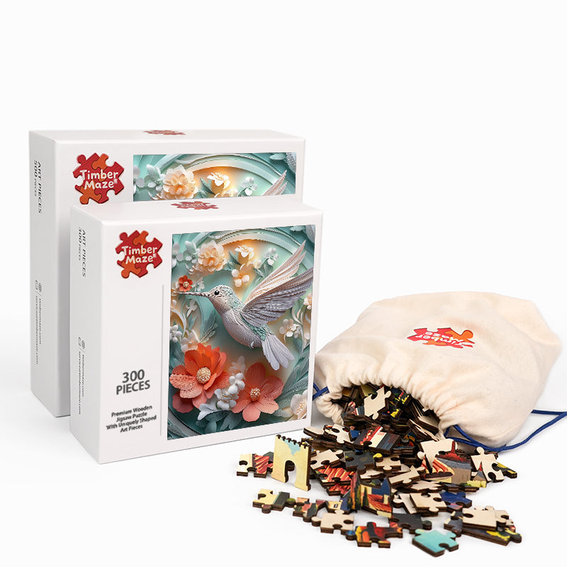 Whispers of the Hummingbird - Wooden Jigsaw Puzzle