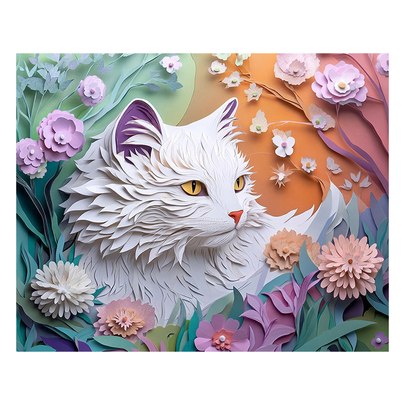 Whispers of the Paper Blossom Cat - Wooden Jigsaw Puzzle