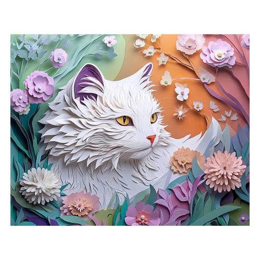 Whispers of the Paper Blossom Cat - Wooden Jigsaw Puzzle
