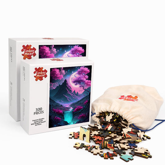 sakura valley art - Wooden Jigsaw Puzzle