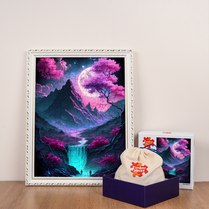 sakura valley art - Wooden Jigsaw Puzzle