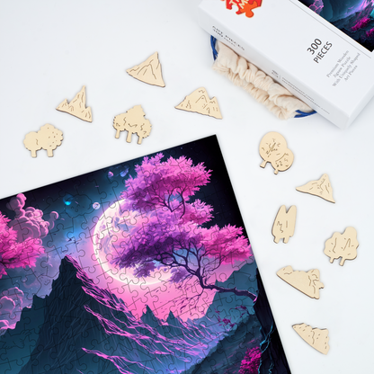 sakura valley art - Wooden Jigsaw Puzzle