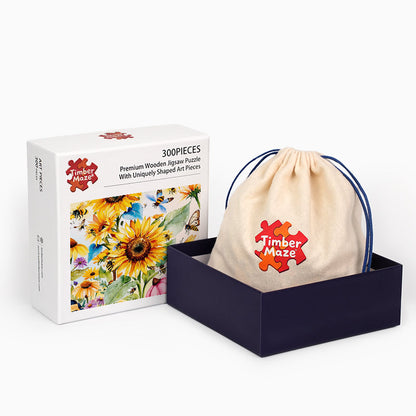 Bees and Sunflowers - Wooden Jigsaw Puzzle