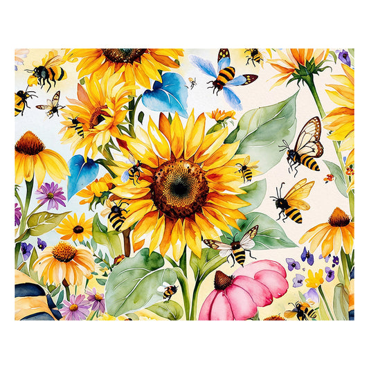 Bees and Sunflowers - Wooden Jigsaw Puzzle