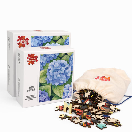 Clustered Hydrangeas - Wooden Jigsaw Puzzle