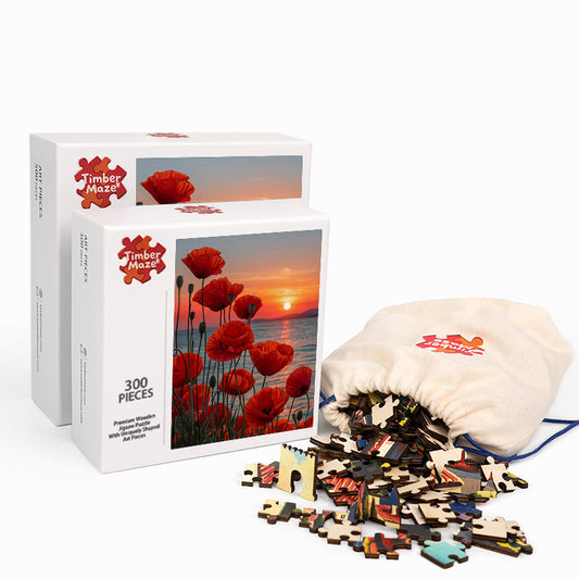 Crimson Dusk - Wooden Jigsaw Puzzle