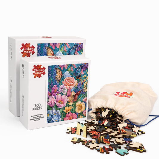 Floral Butterflies - Wooden Jigsaw Puzzle