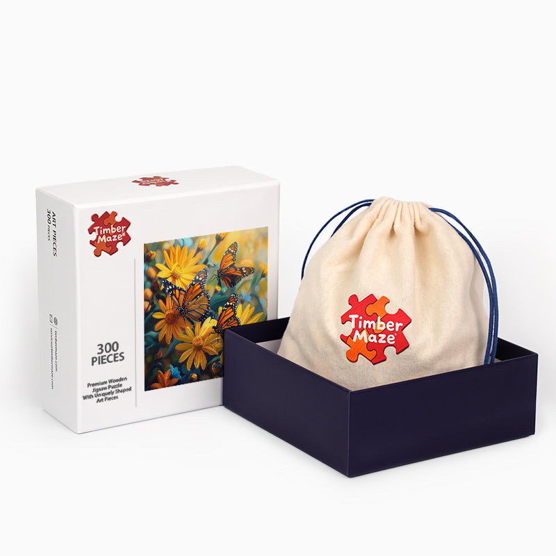 Monarchs in Bloom - Wooden Jigsaw Puzzle