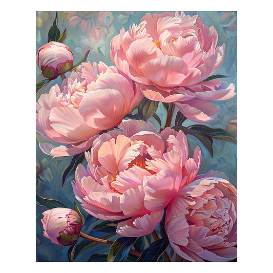 pink peonies - Wooden Jigsaw Puzzle