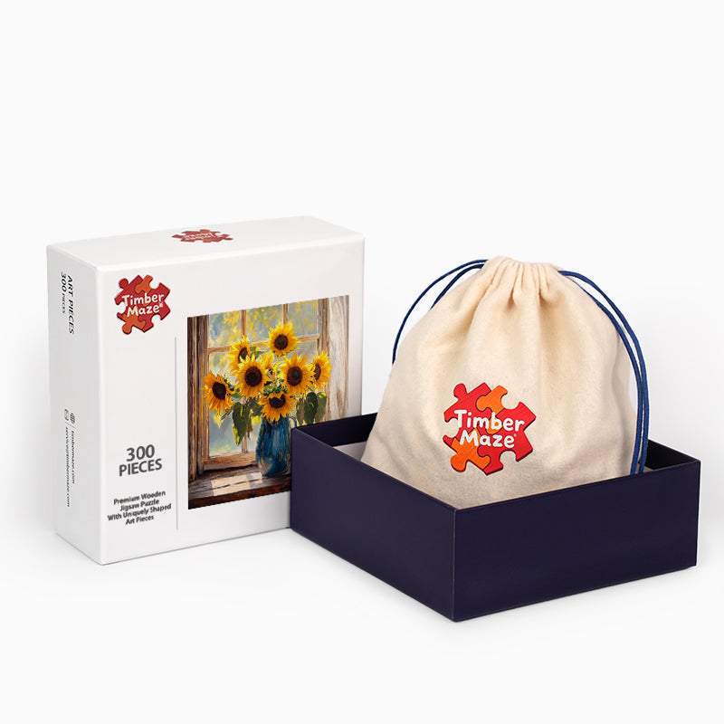 Sunflowers by the window - Wooden Jigsaw Puzzle