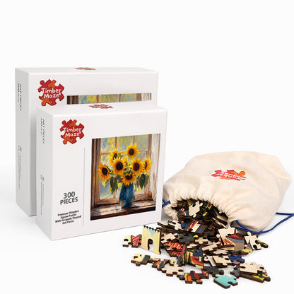 Sunflowers by the window - Wooden Jigsaw Puzzle