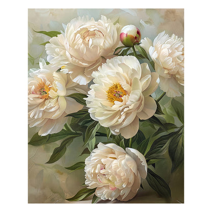 White peonies - Wooden Jigsaw Puzzle
