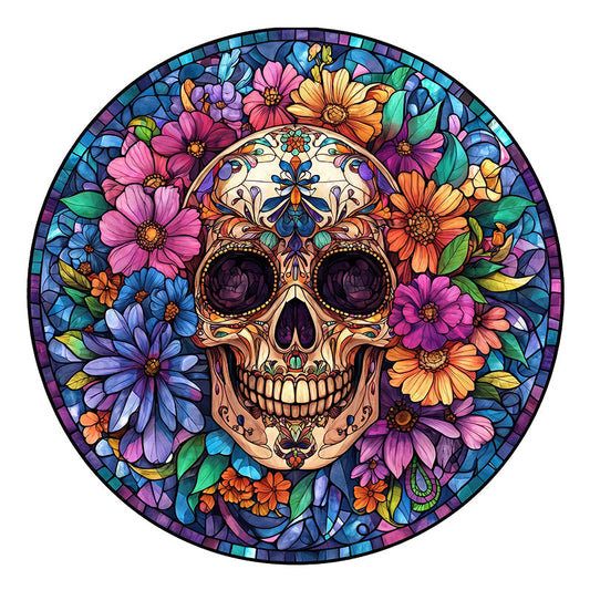 Floral Calavera - Wooden Jigsaw Puzzle