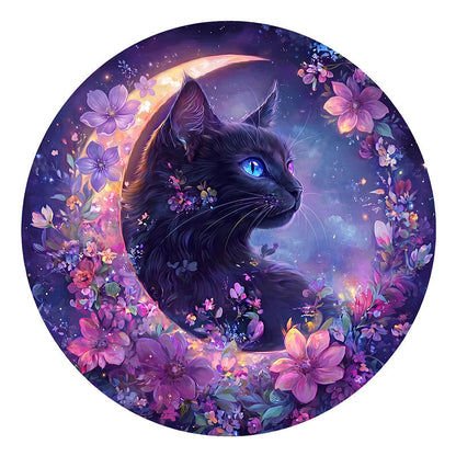Enchanted Cat and Moon - Wooden Jigsaw Puzzle