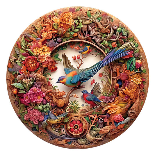Vintage Floral Aviary - Wooden Jigsaw Puzzle