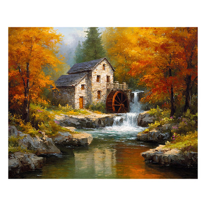 Autumn Mill by the River - Wooden Jigsaw Puzzle