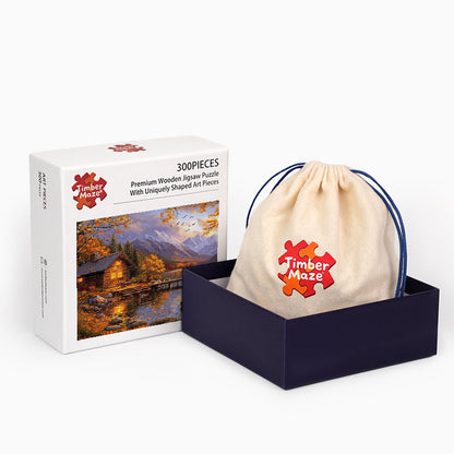 Cabin by Lake - Wooden Jigsaw Puzzle