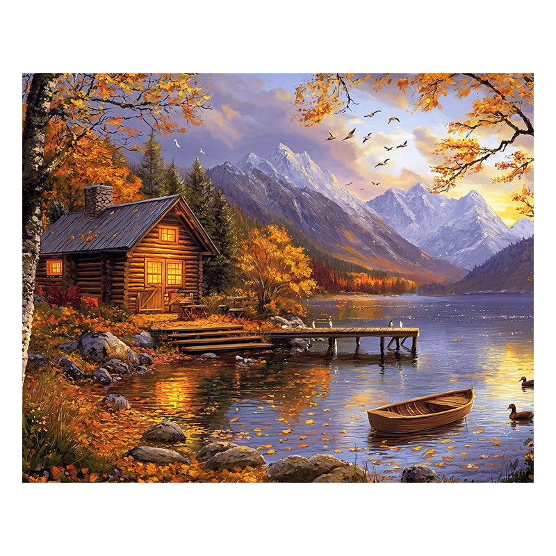 Cabin by Lake - Wooden Jigsaw Puzzle