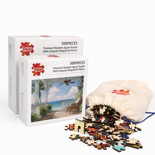 Seaside Porch Serenity - Wooden Jigsaw Puzzle