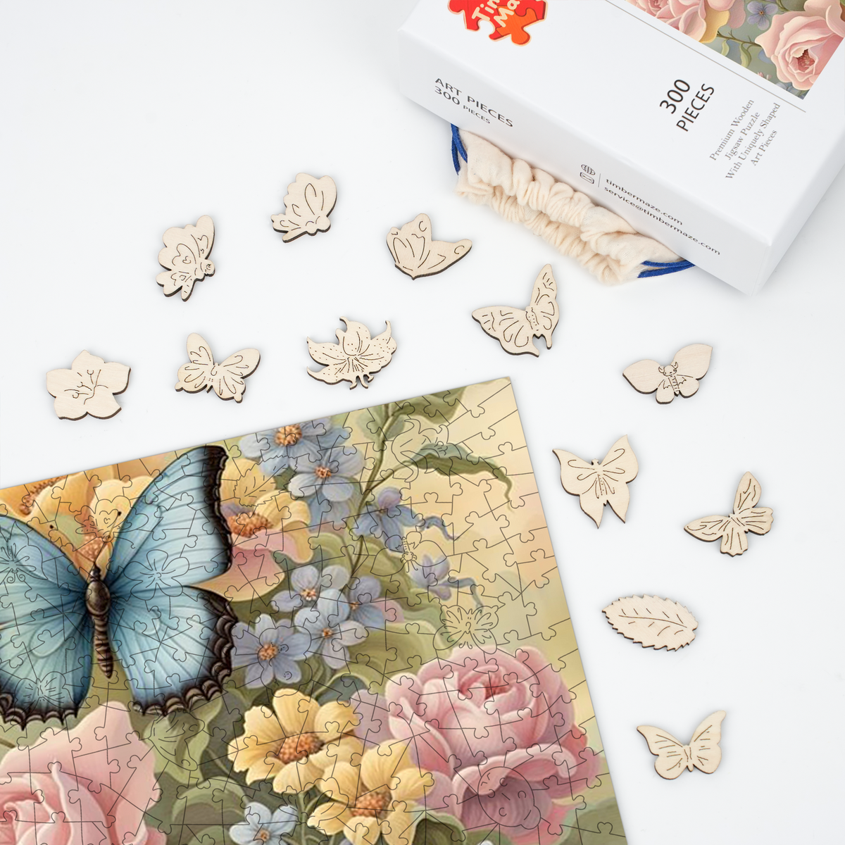 Flowers Butterflies - Wooden Jigsaw Puzzle