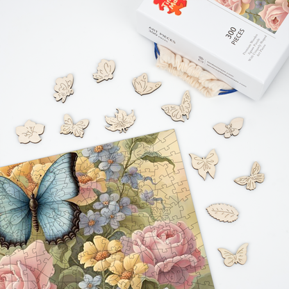Flowers Butterflies - Wooden Jigsaw Puzzle