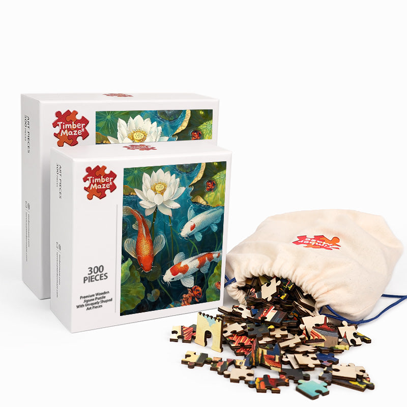 Koi in the Pond - Wooden Jigsaw Puzzle
