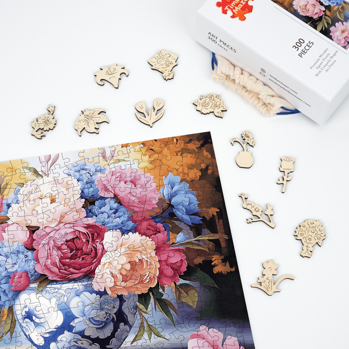 Peony Vase - Wooden Jigsaw Puzzle