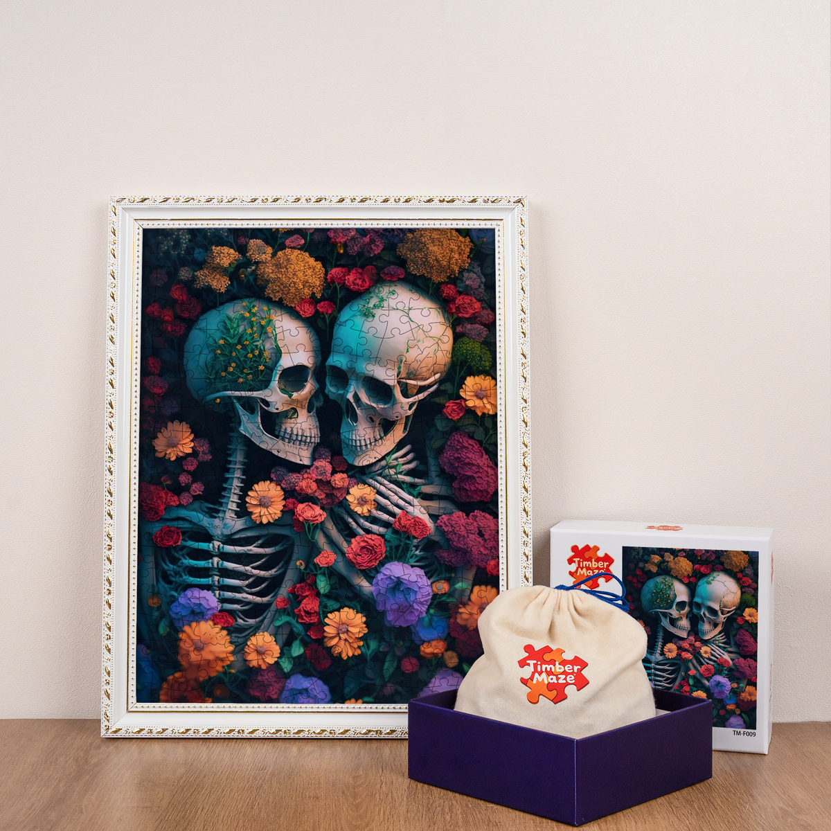 Skeleton Sea of Flowers - Wooden Jigsaw Puzzle