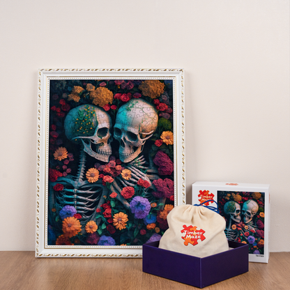 Skeleton Sea of Flowers - Wooden Jigsaw Puzzle