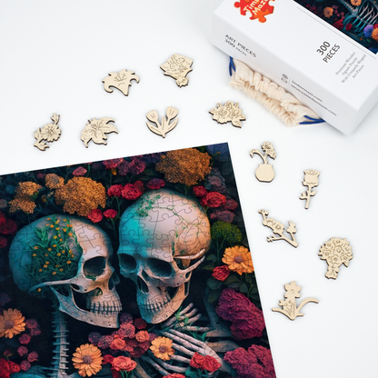 Skeleton Sea of Flowers - Wooden Jigsaw Puzzle