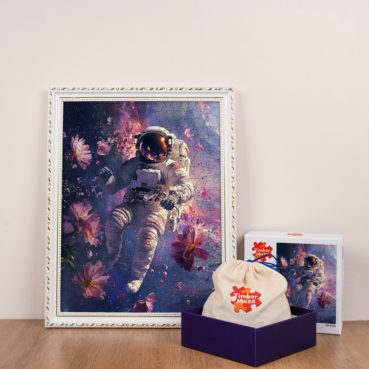 Space Walk in a Dreamlike Cosmos - Wooden Jigsaw Puzzle