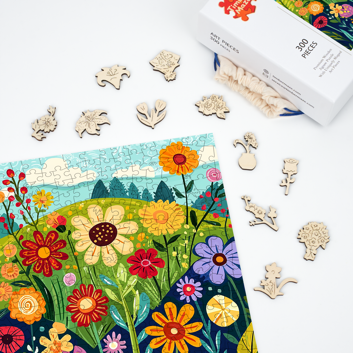 Wildflowers in the Wilderness - Wooden Jigsaw Puzzle