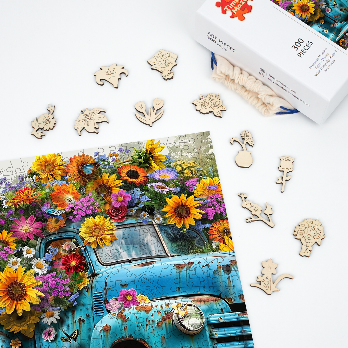 Flower Truck - Wooden Jigsaw Puzzle