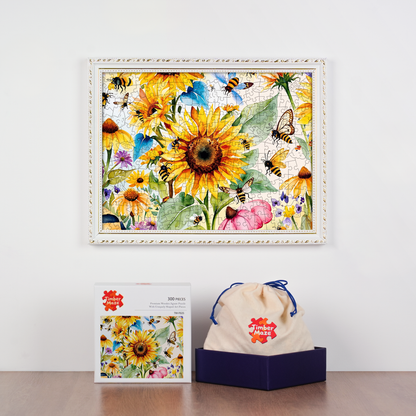 Bees and Sunflowers - Wooden Jigsaw Puzzle