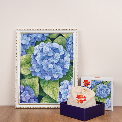 Clustered Hydrangeas - Wooden Jigsaw Puzzle