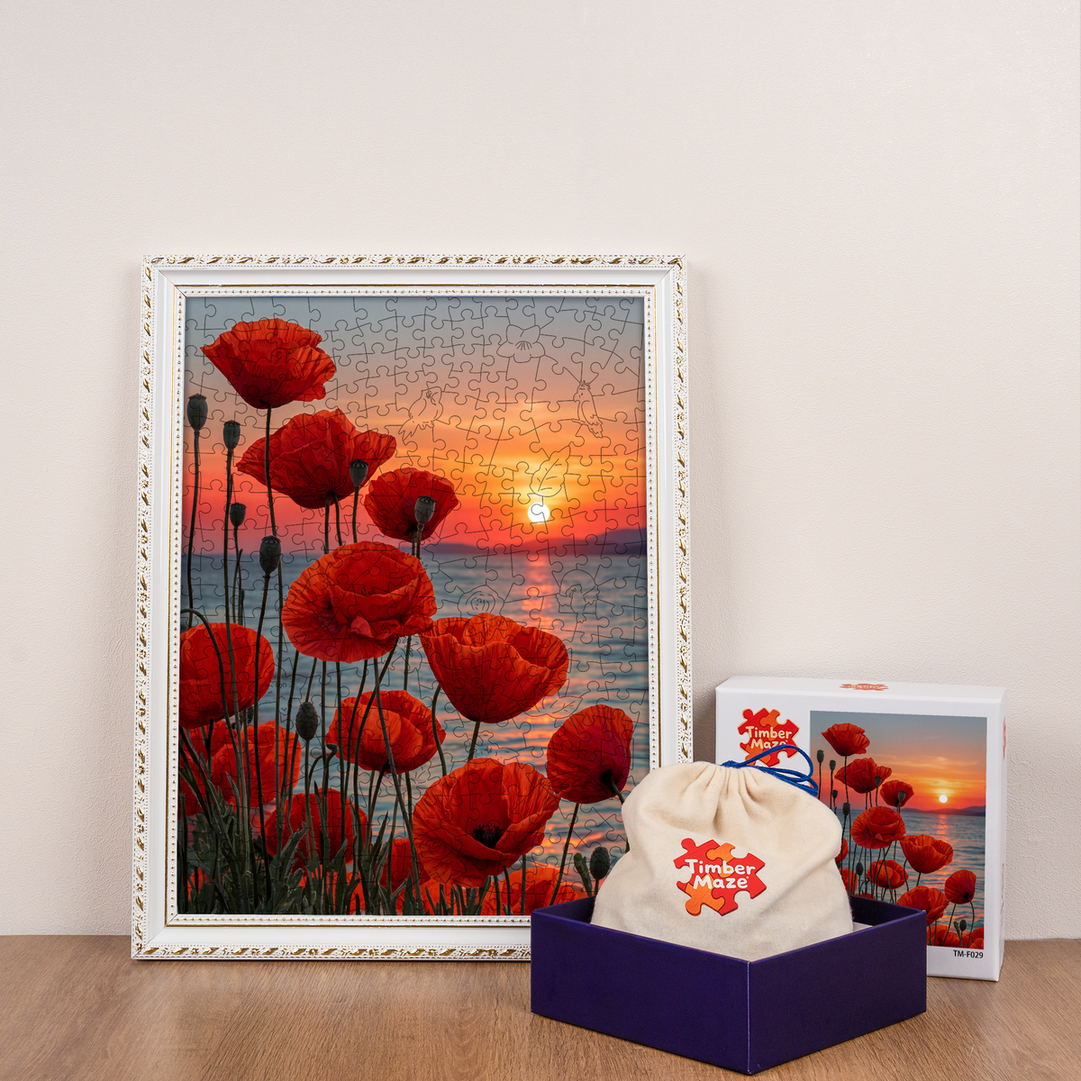 Crimson Dusk - Wooden Jigsaw Puzzle