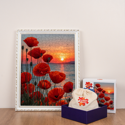 Crimson Dusk - Wooden Jigsaw Puzzle