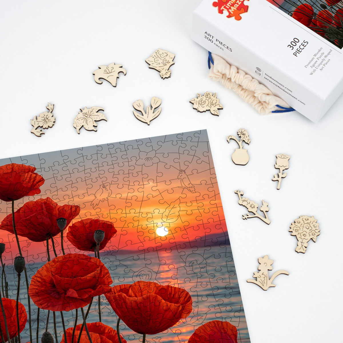Crimson Dusk - Wooden Jigsaw Puzzle