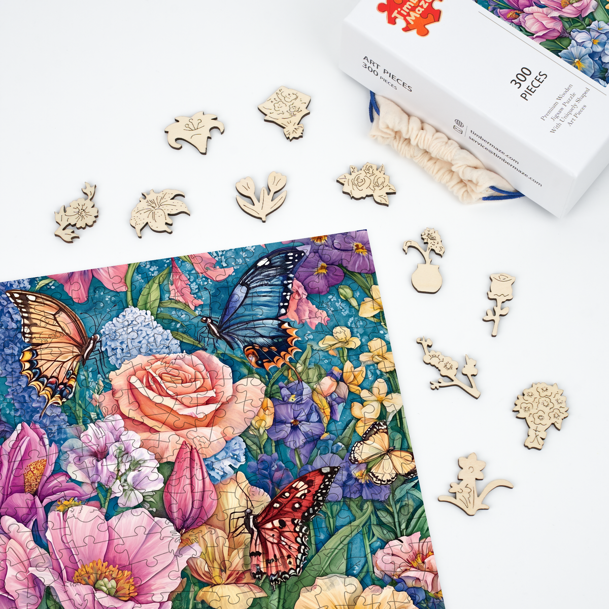 Floral Butterflies - Wooden Jigsaw Puzzle