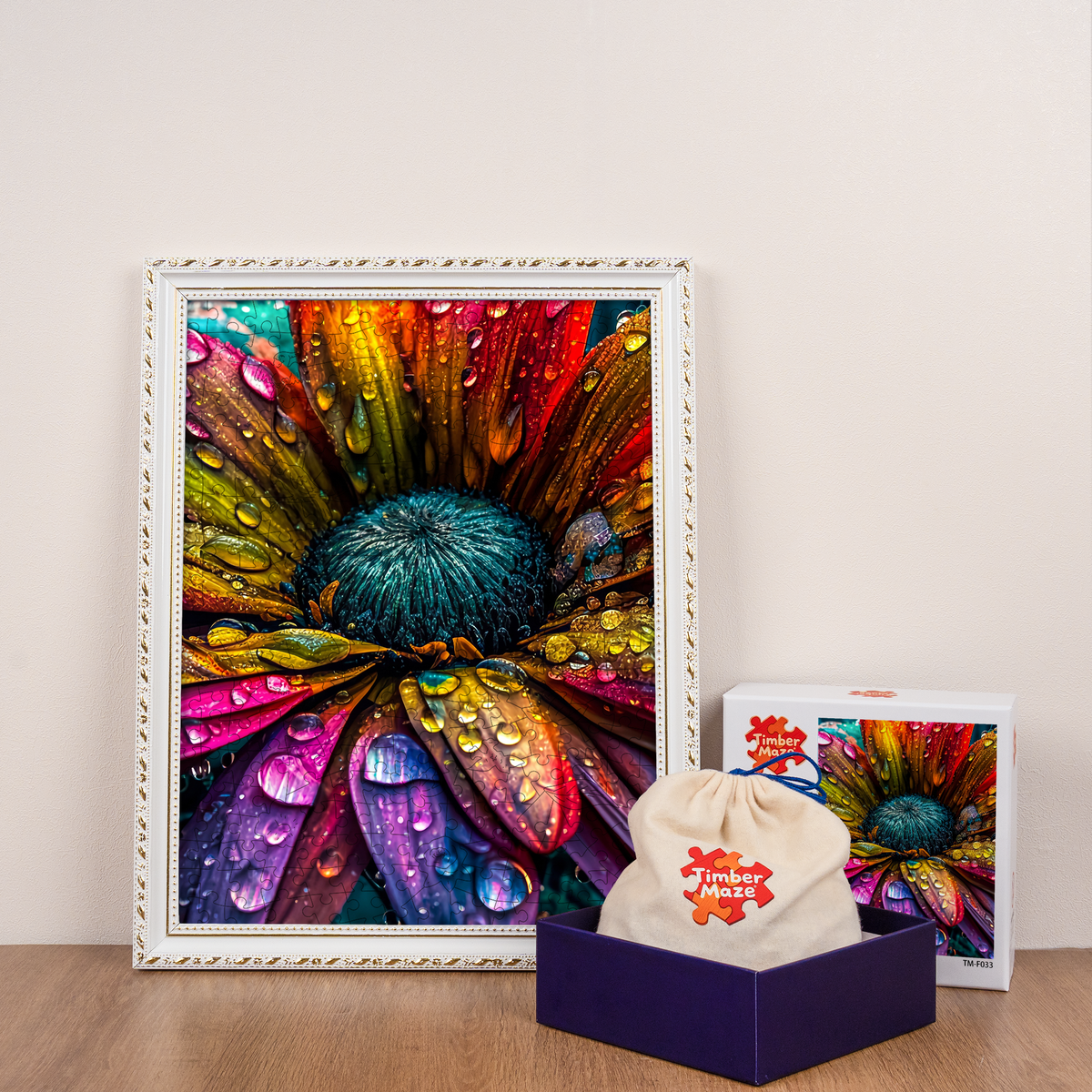 flower with raindrops - Wooden Jigsaw Puzzle