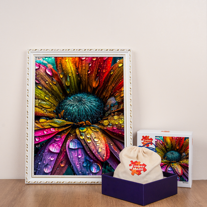 flower with raindrops - Wooden Jigsaw Puzzle