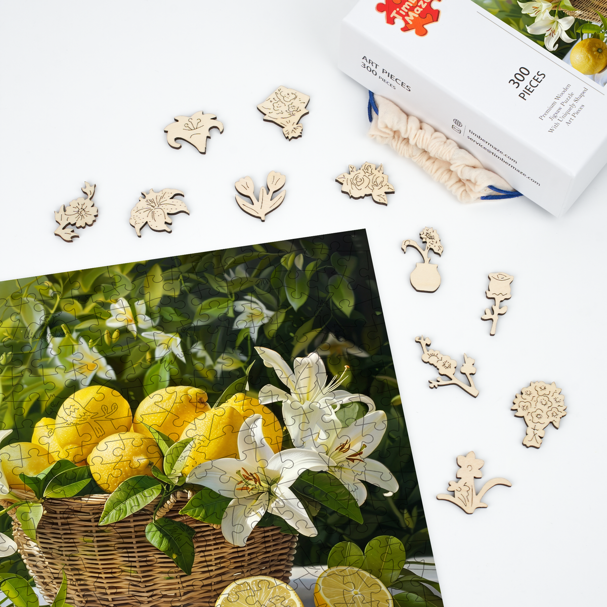 Lemon & Lilies - Wooden Jigsaw Puzzle