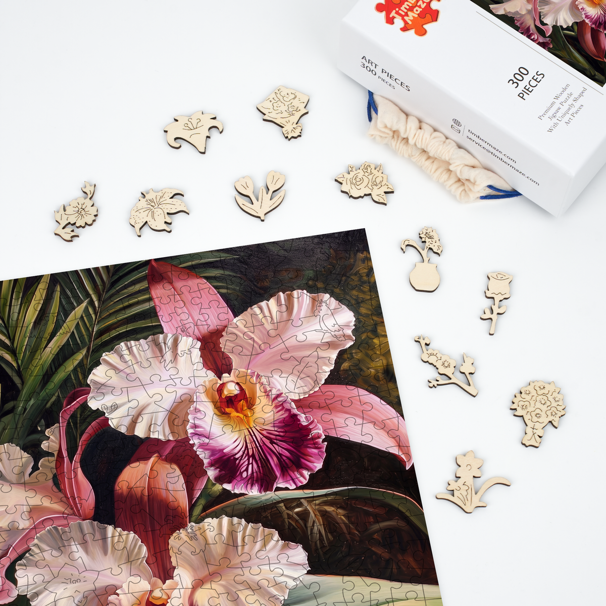 Pink Orchid - Wooden Jigsaw Puzzle