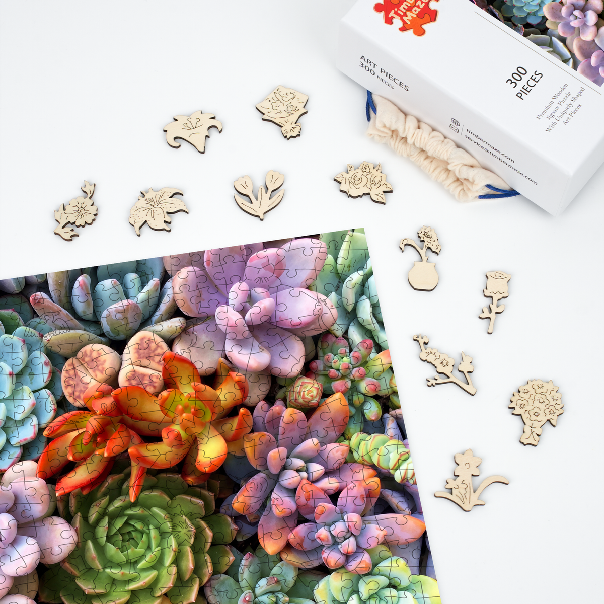 succulents - Wooden Jigsaw Puzzle
