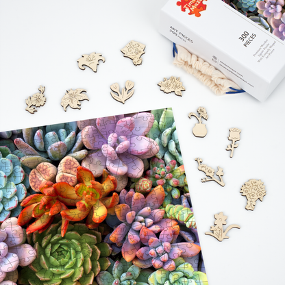 succulents - Wooden Jigsaw Puzzle