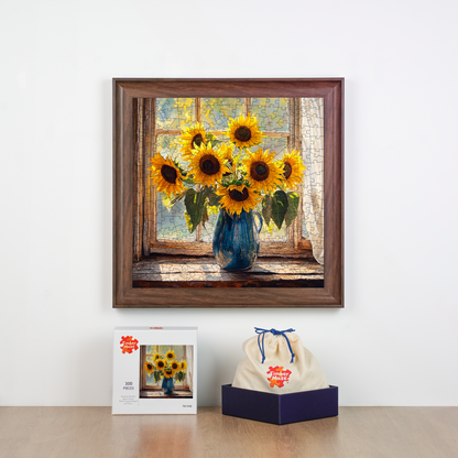 Sunflowers by the window - Wooden Jigsaw Puzzle