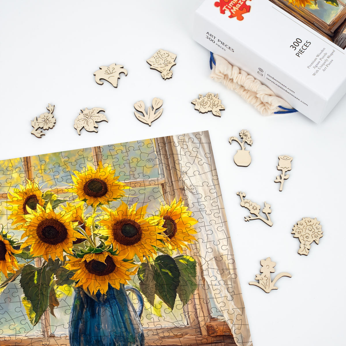 Sunflowers by the window - Wooden Jigsaw Puzzle