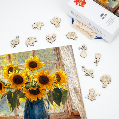 Sunflowers by the window - Wooden Jigsaw Puzzle